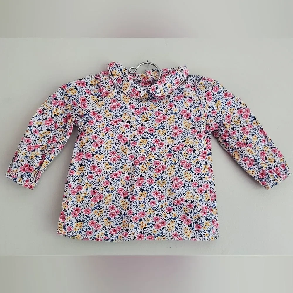 Ralph Lauren Floral Kids Shirt with Ruffle Scallop Collar Size 6 Months